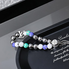 Louis Vuitton LV colorful beads letters stitching floral bracelet with metal chain-3557  